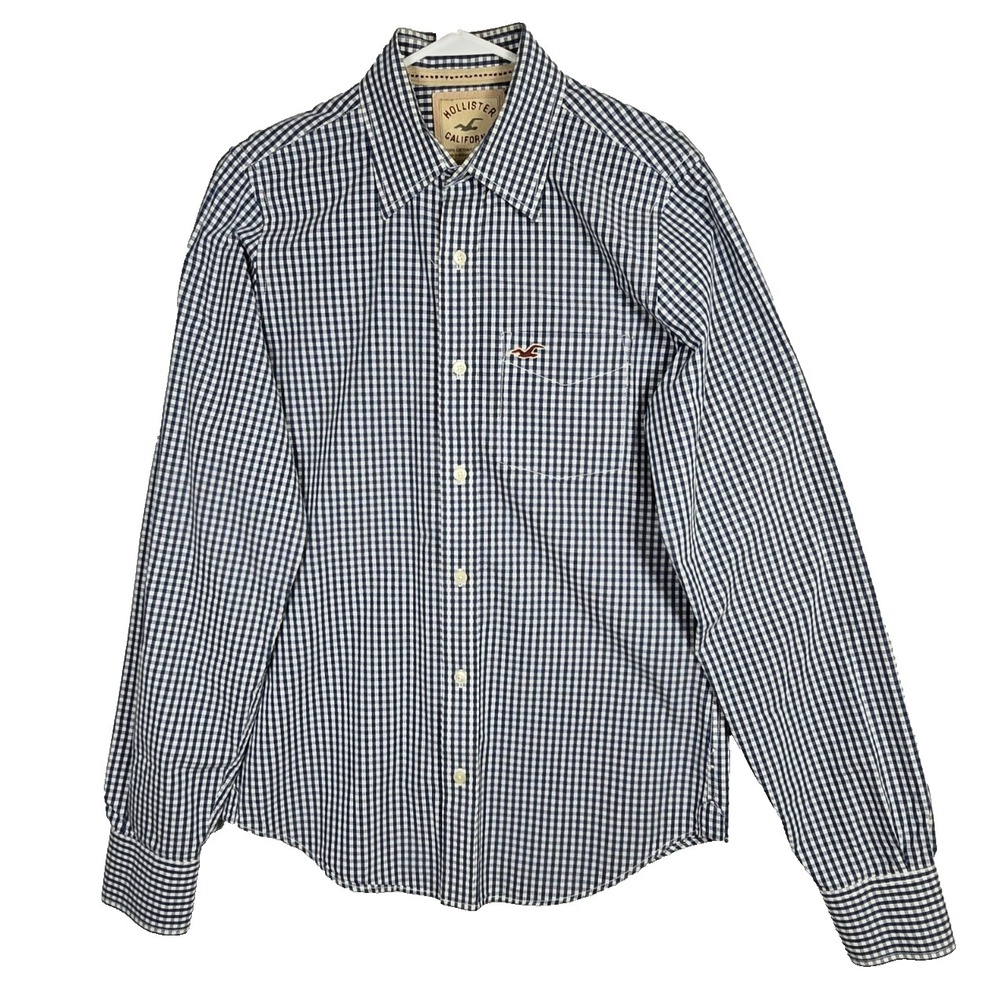 Vintage Hollister Mens Shirt M Blue Checkered Hipster Preppy Cali Long Sleeve